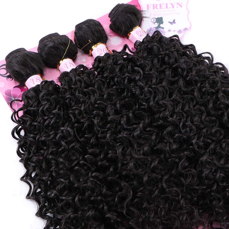 Frelyn Kinky Curly Bundles Synthetic Hair Weave Extensions 2# Dark Brown 18 18 20 20 Inches 4 PCS, As Soft As Human Hair Heat Resistant Natural Look - Image 4